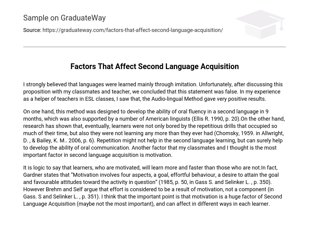 Factors That Affect Second Language Acquisition
