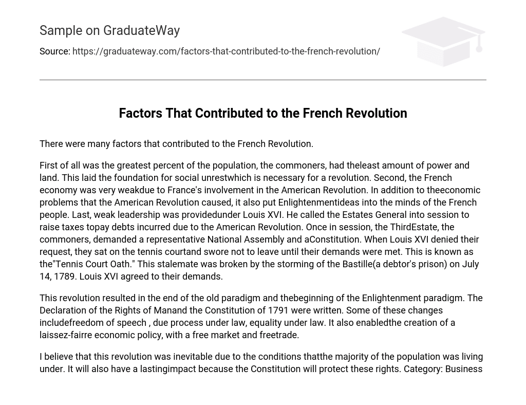 Factors That Contributed to the French Revolution