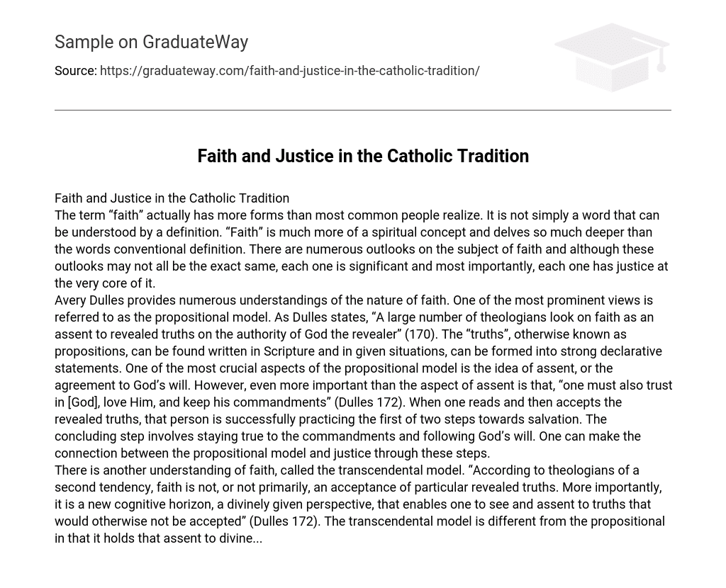 Faith and Justice in the Catholic Tradition