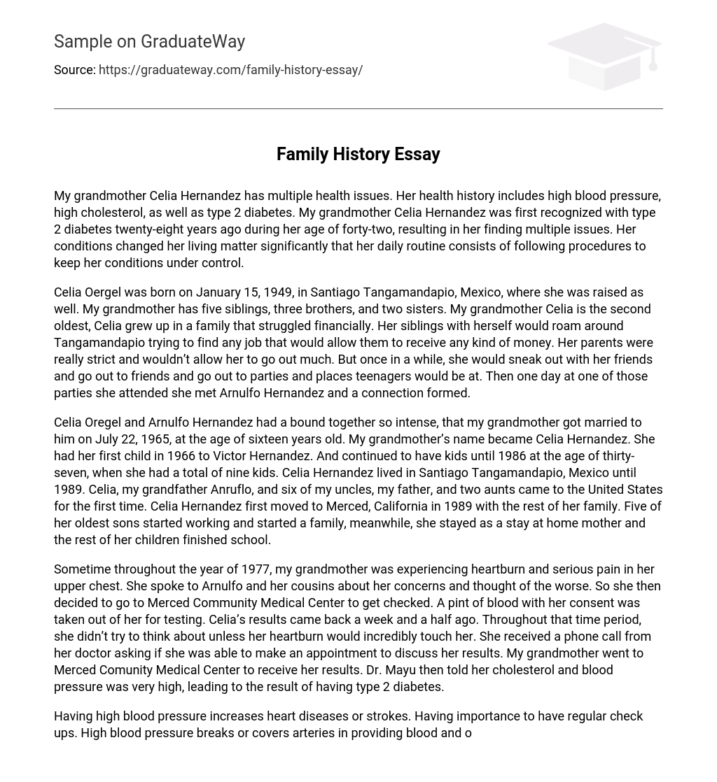 family medical history essay examples