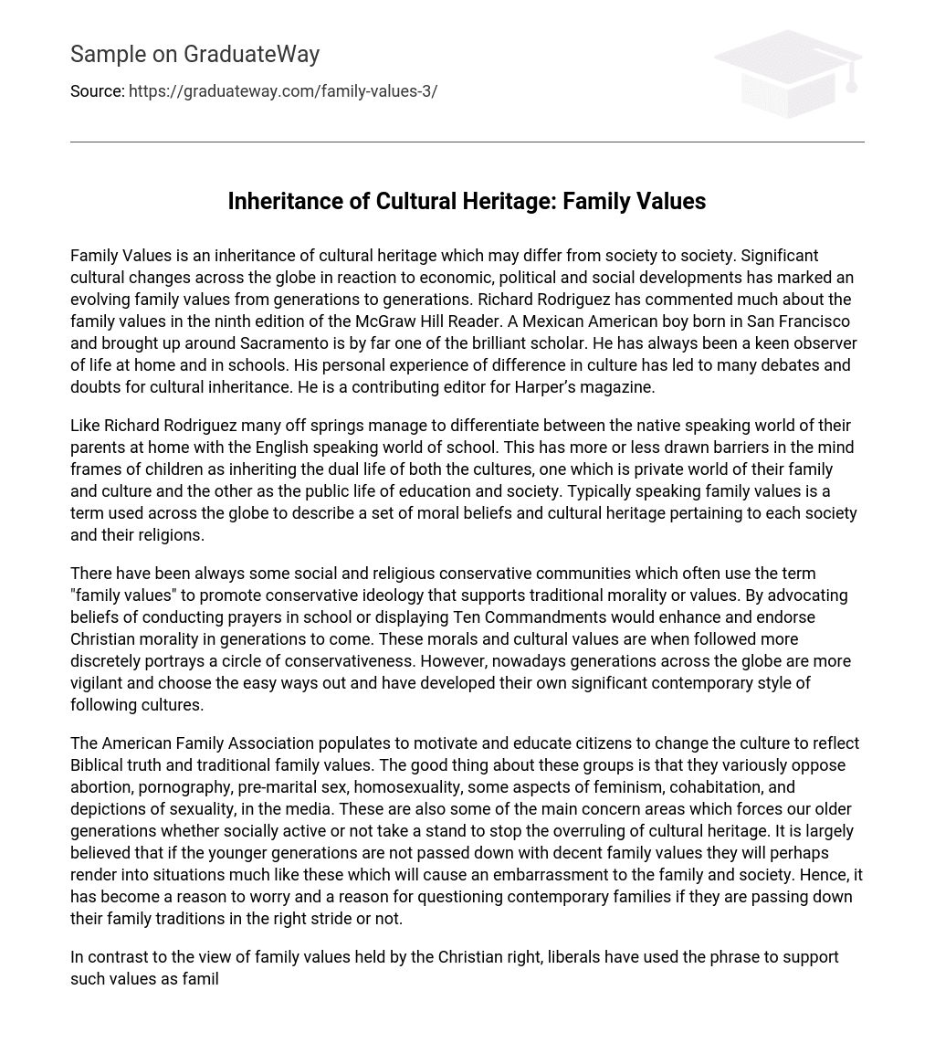 Inheritance of Cultural Heritage: Family Values Short Summary