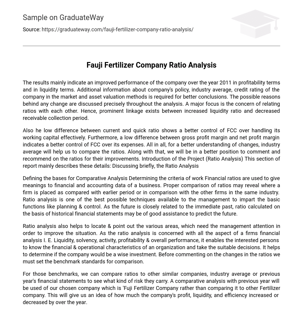 Fauji Fertilizer Company Ratio Analysis