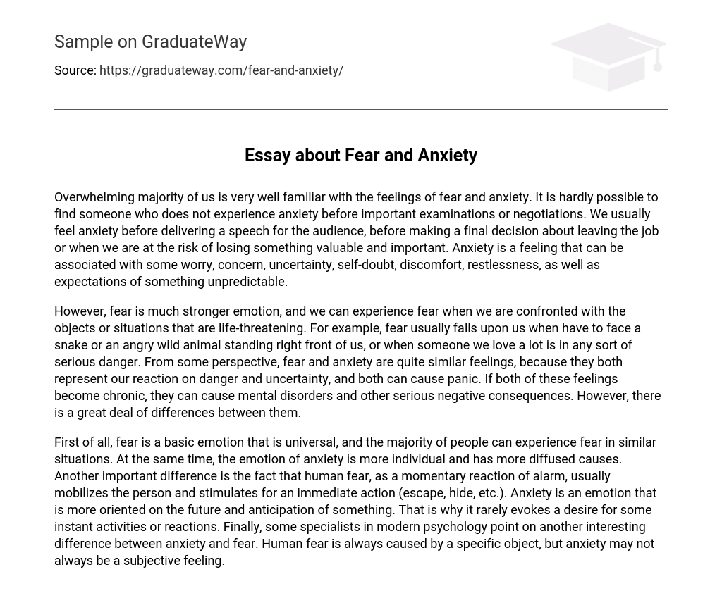 Essay about Fear and Anxiety