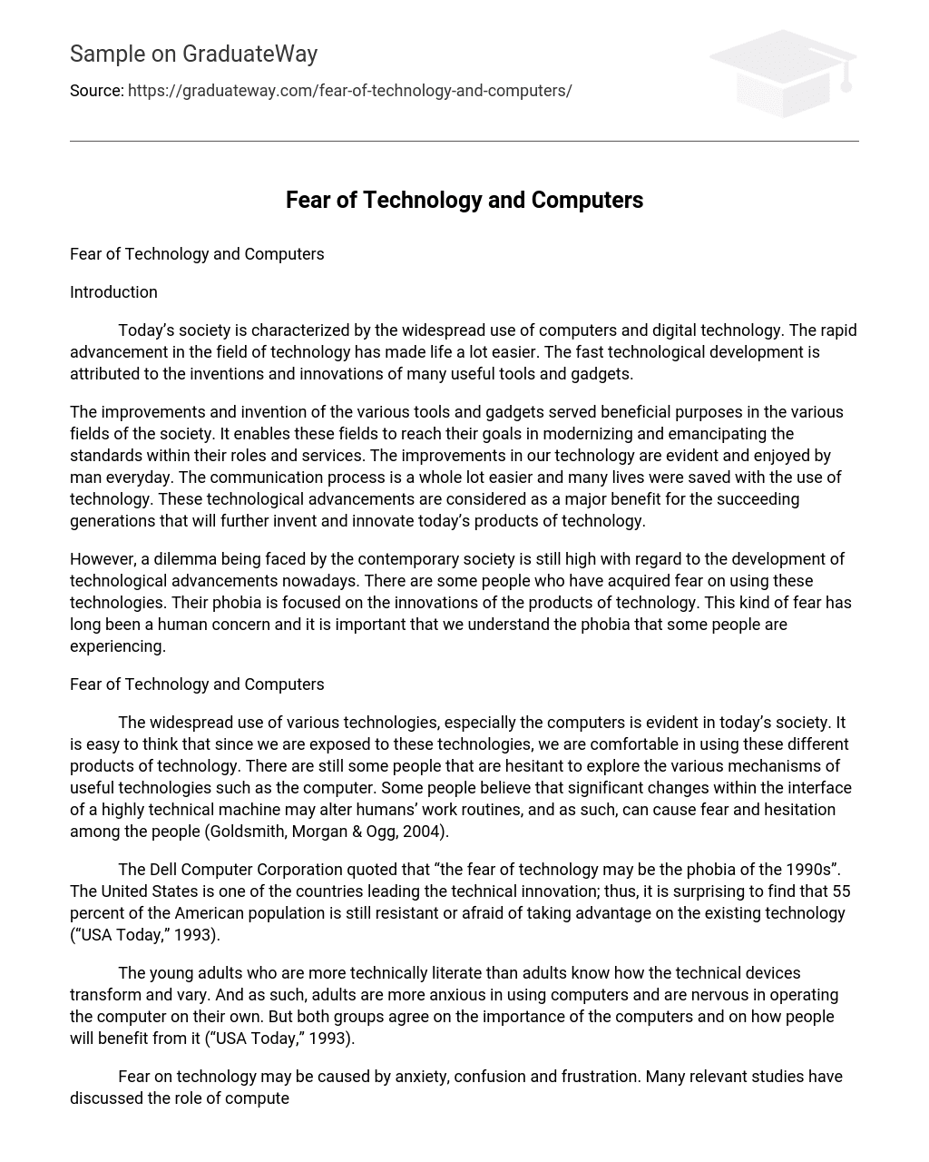 Fear of Technology and Computers