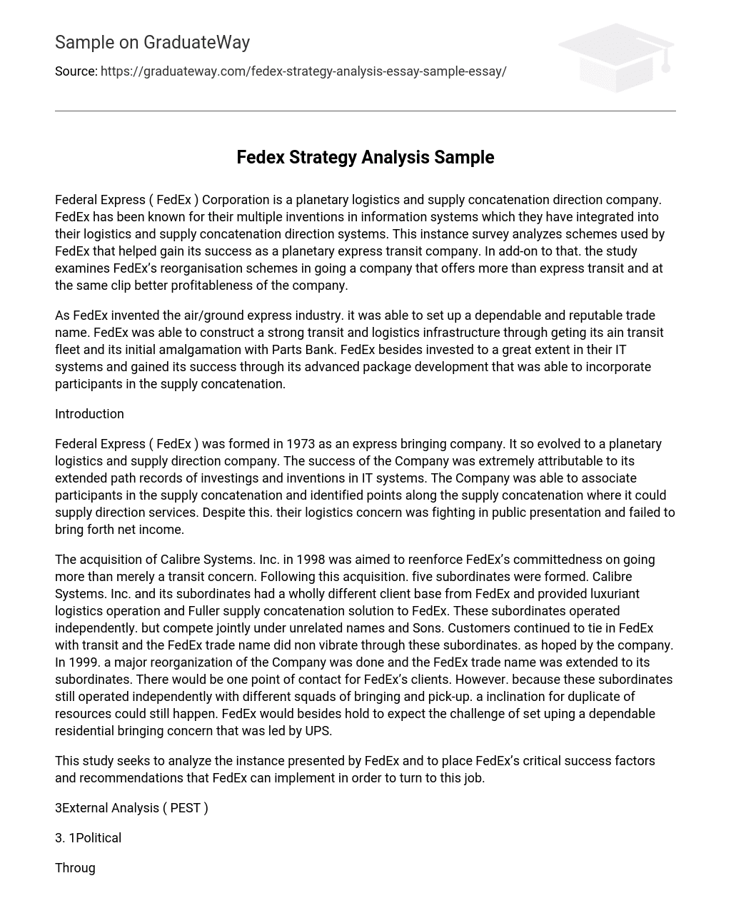Fedex Strategy Analysis Sample