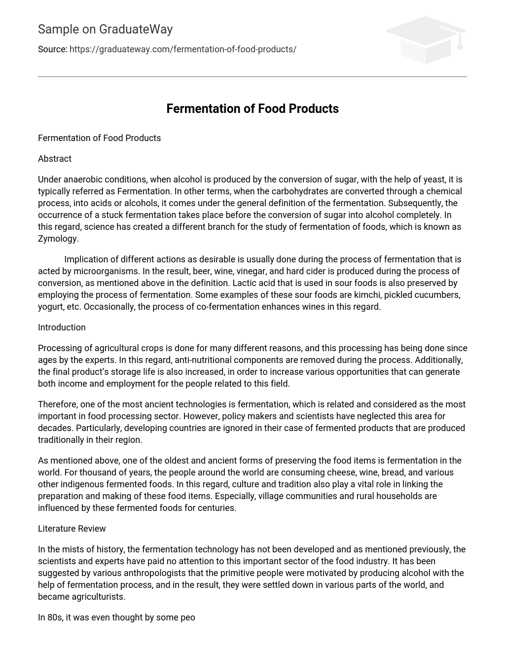 Fermentation of Food Products