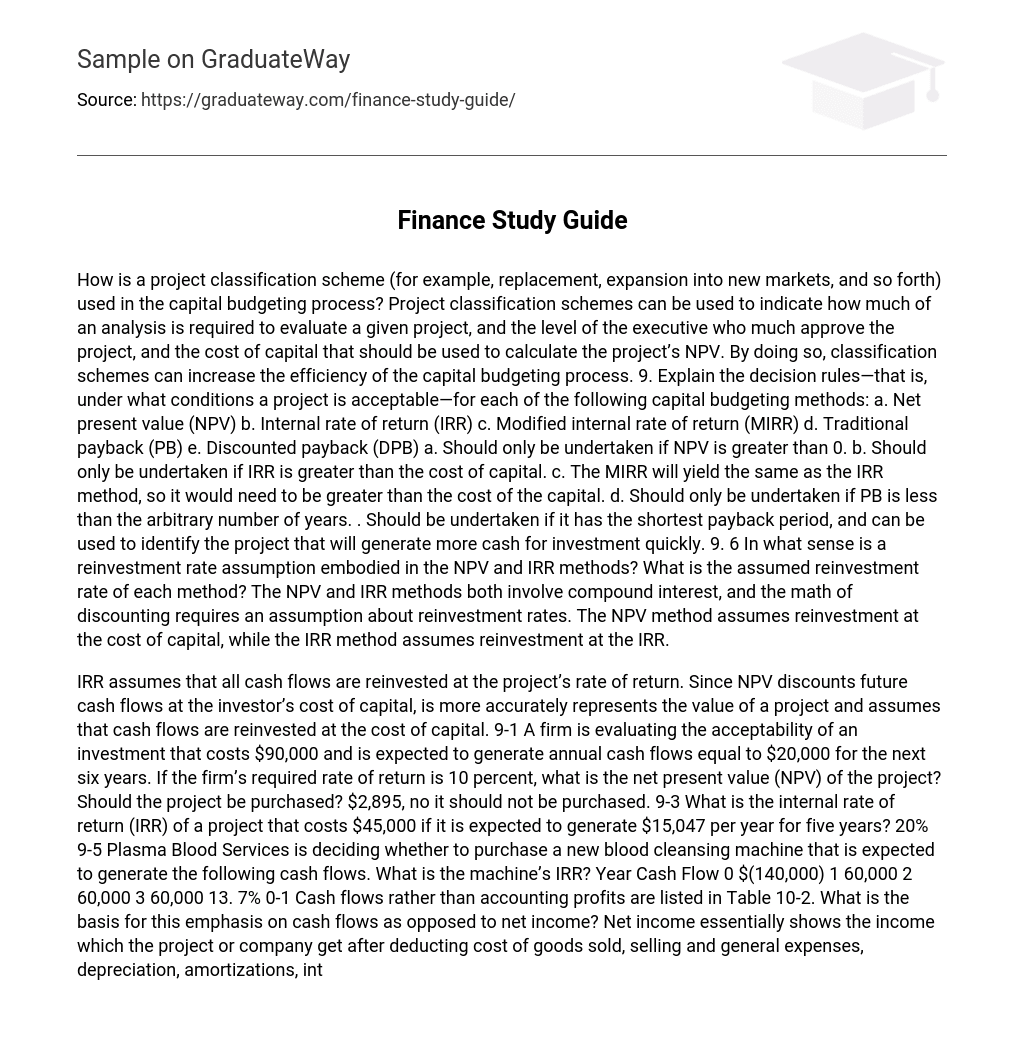 Finance Study Guide