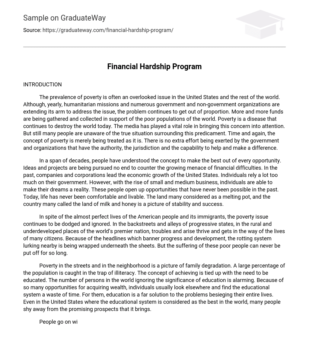 financial hardship essay examples