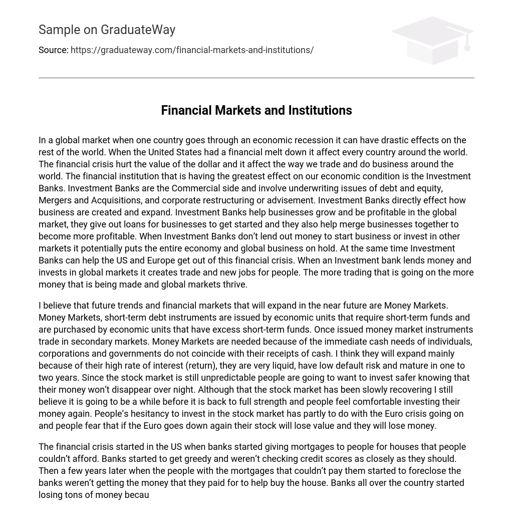 Financial Markets and Institutions
