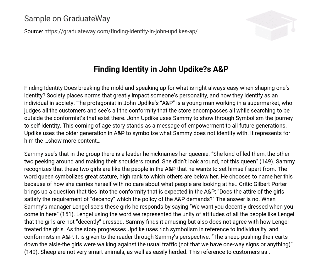 Finding Identity in John Updike?s A&P