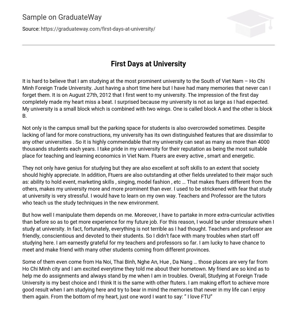 my first day at university short essay