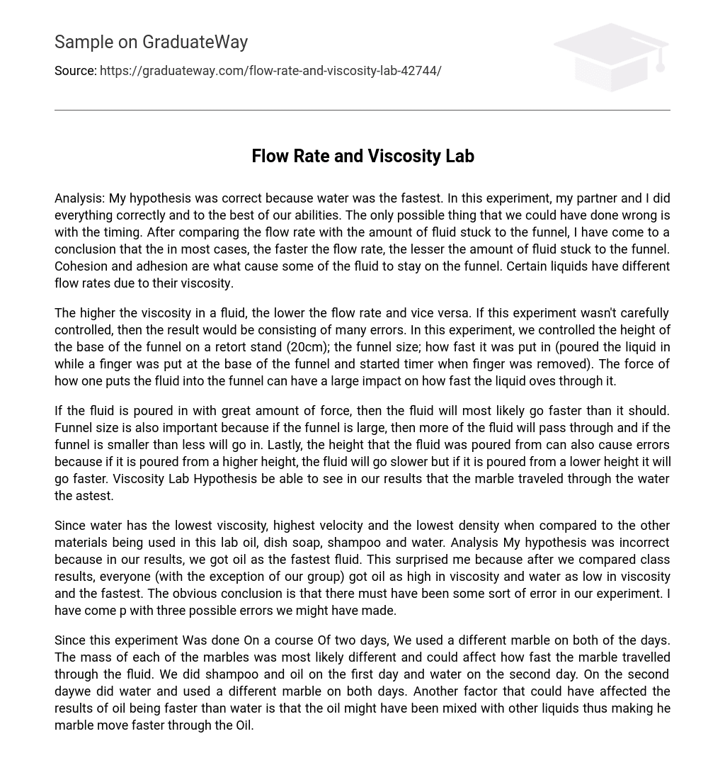 Flow Rate and Viscosity Lab