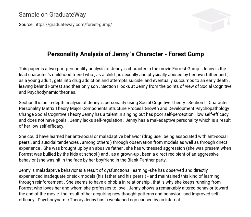 Personality Analysis of Jenny ‘s Character – Forest Gump