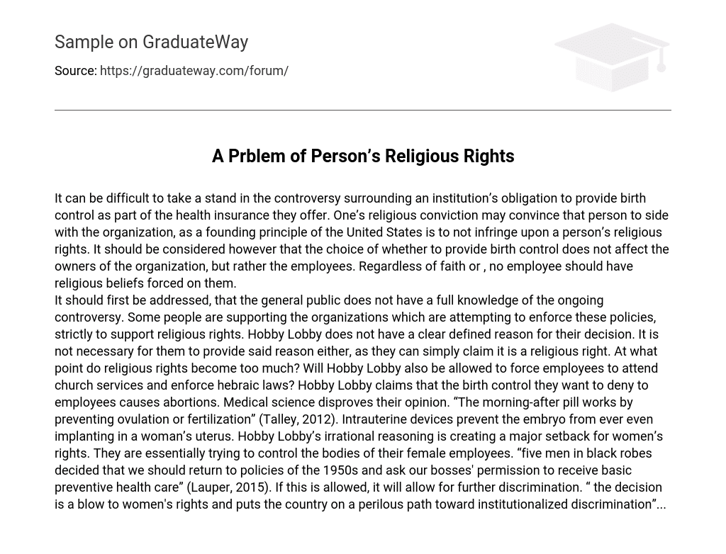 A Prblem of Person’s Religious Rights
