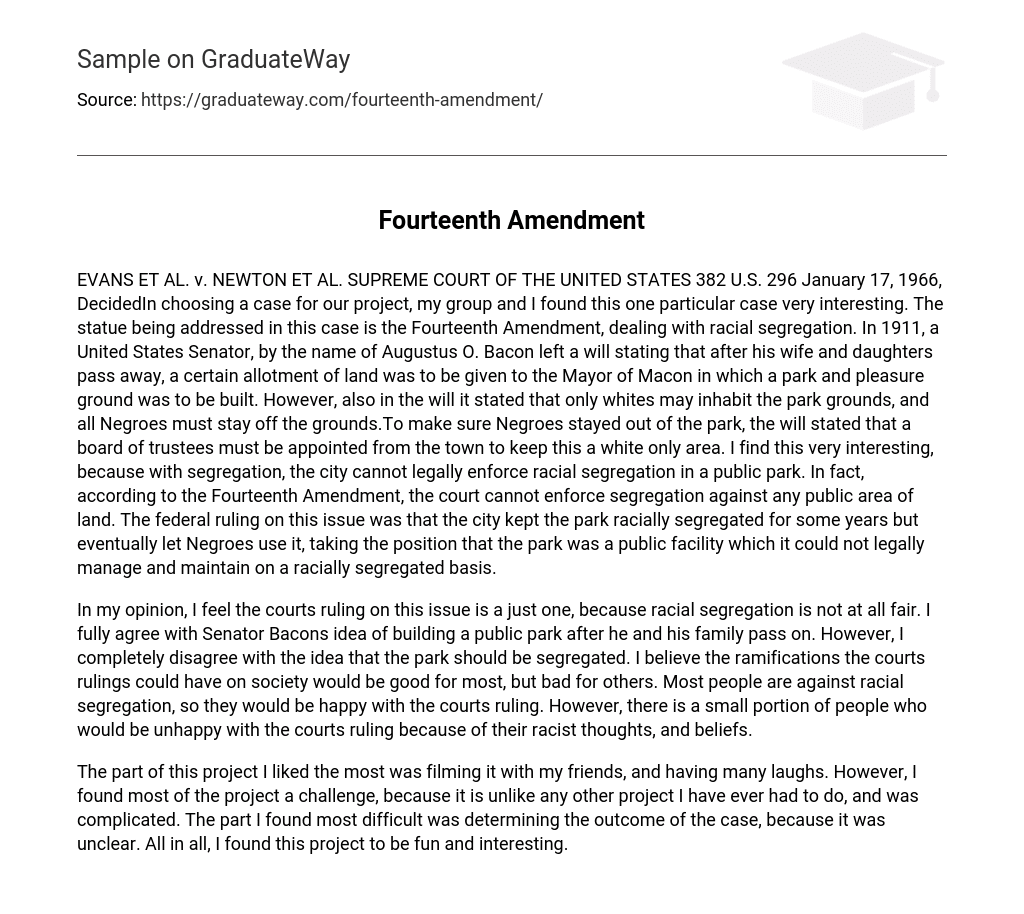 400 word essay on fourteenth amendment