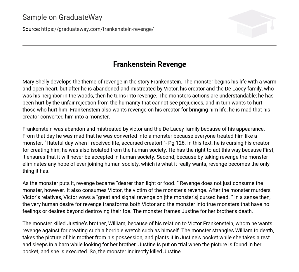 thesis statement for revenge in frankenstein
