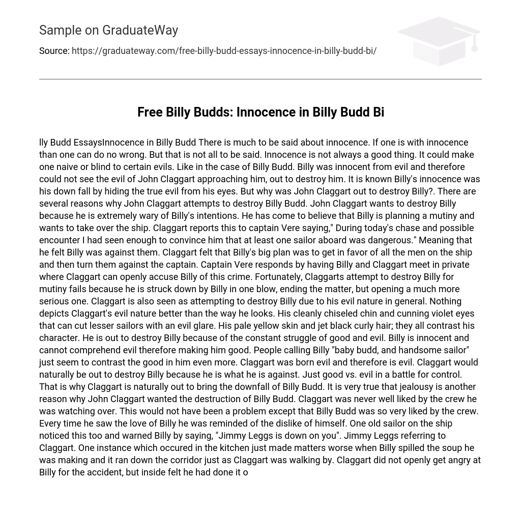 Free Billy Budds: Innocence in Billy Budd Bi