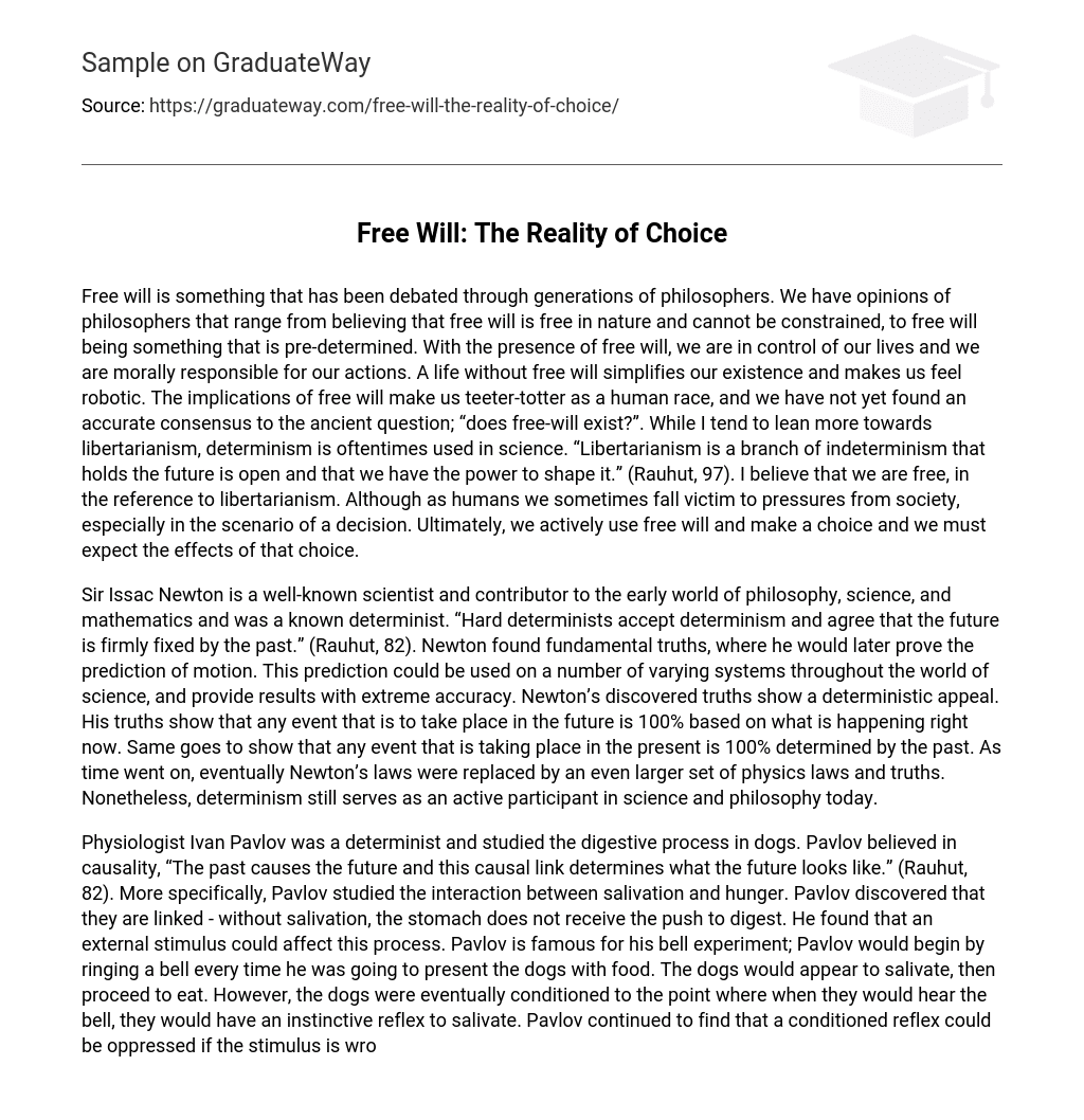 Free Will: The Reality of Choice
