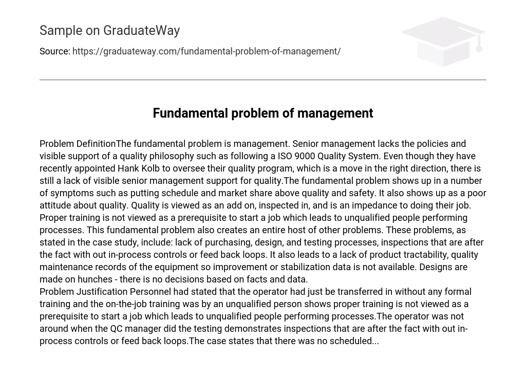 Fundamental Problem Of Management