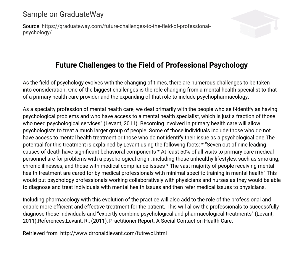 Future Challenges to the Field of Professional Psychology