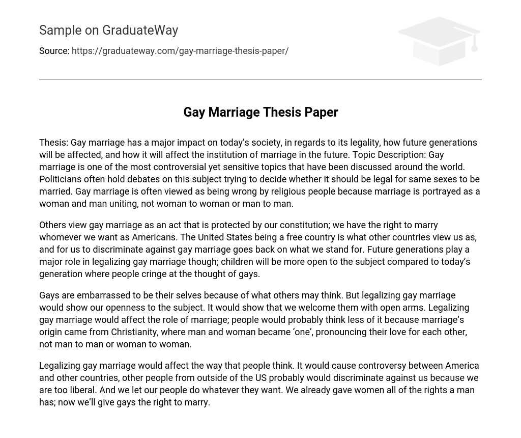 same sex marriage thesis statement examples
