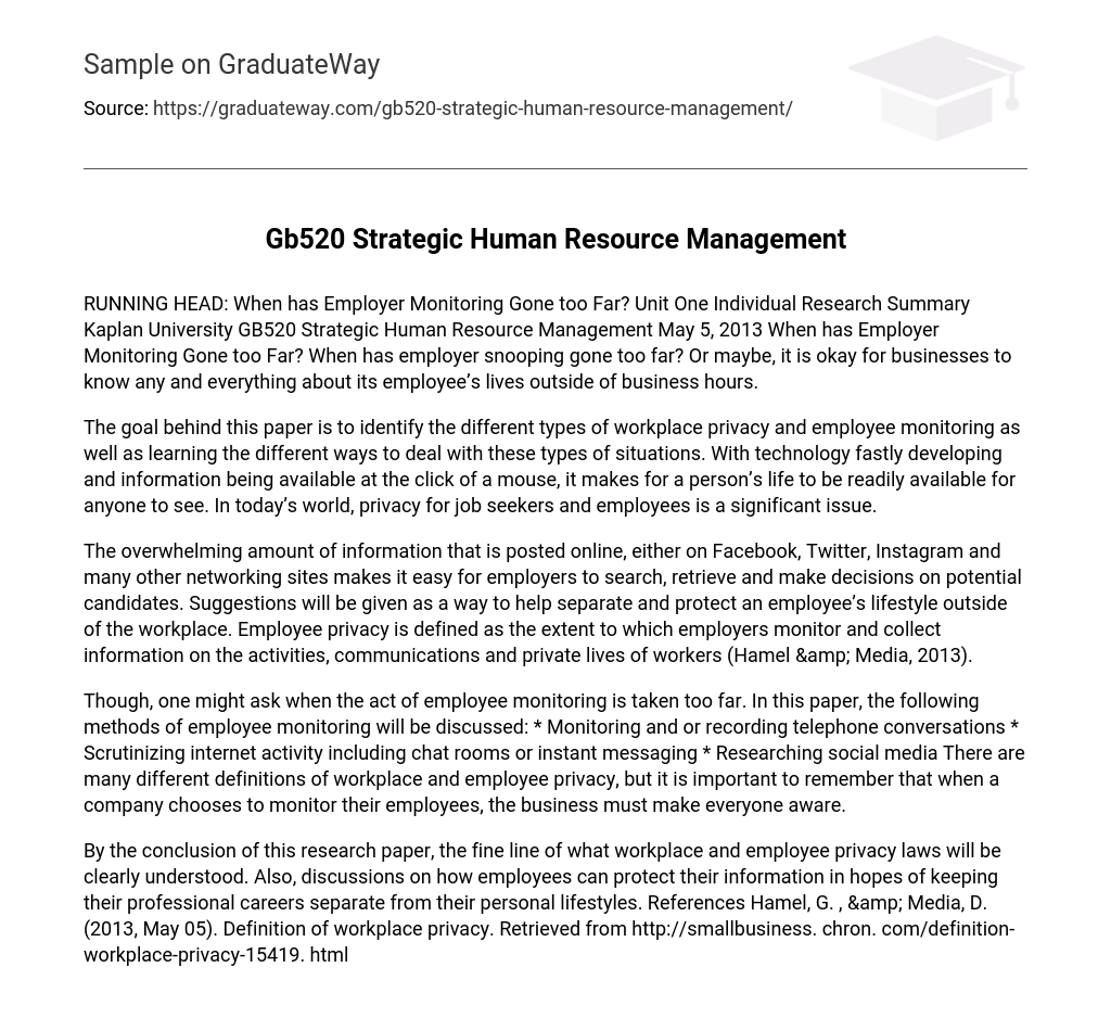 Gb520 Strategic Human Resource Management