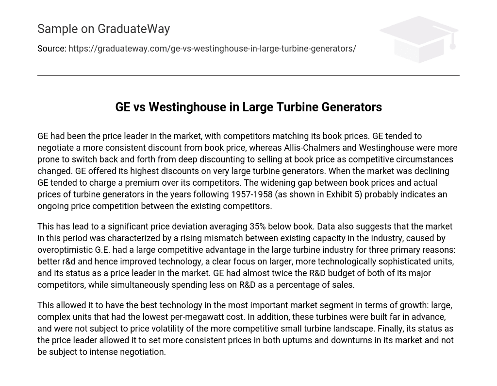 GE vs Westinghouse in Large Turbine Generators