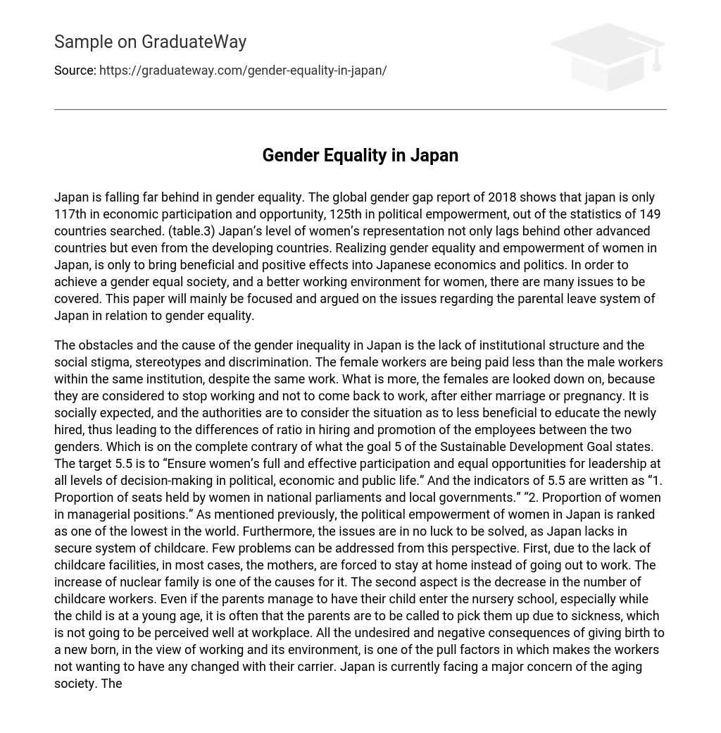 Gender Equality in Japan