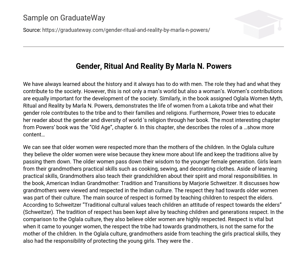 Gender, Ritual And Reality By Marla N. Powers