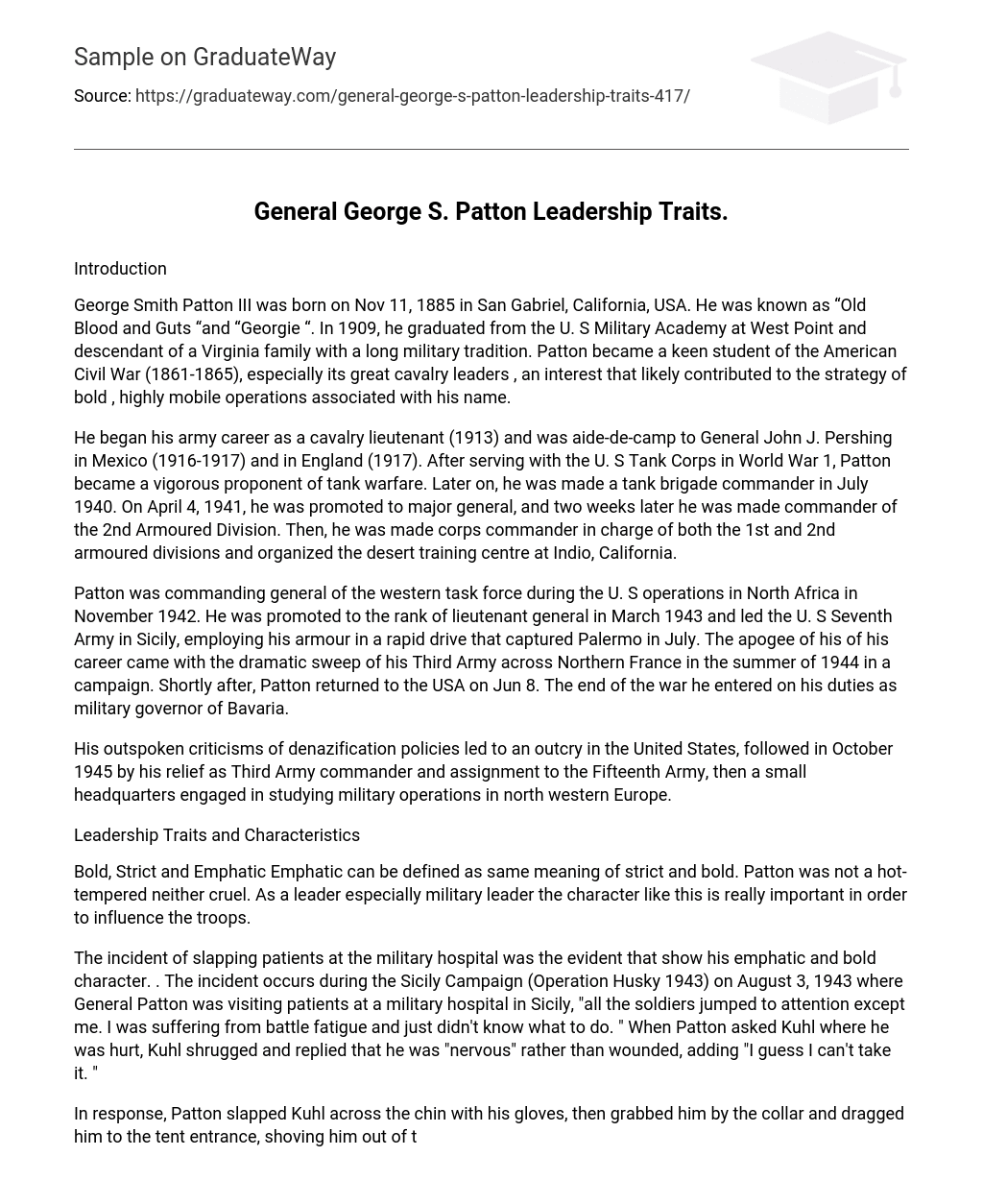 General George S. Patton Leadership Traits.