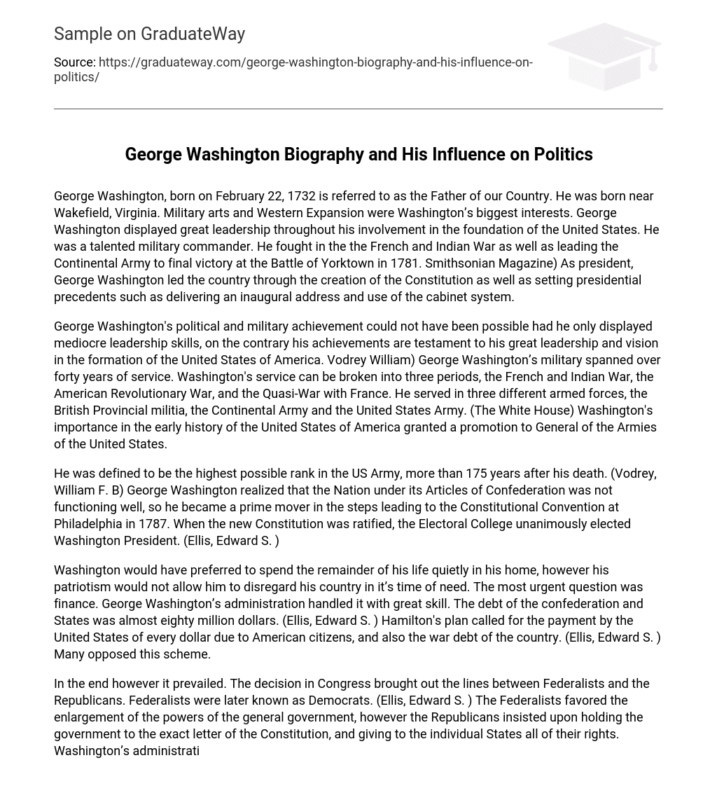 George Washington Biography and His Influence on Politics