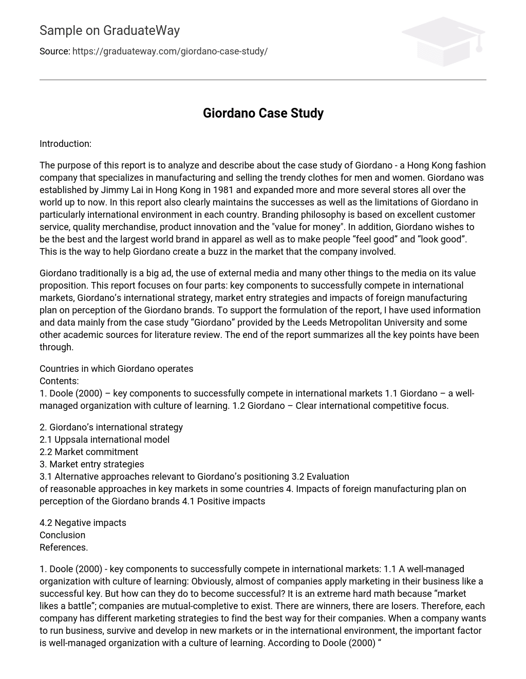 Giordano Case Study