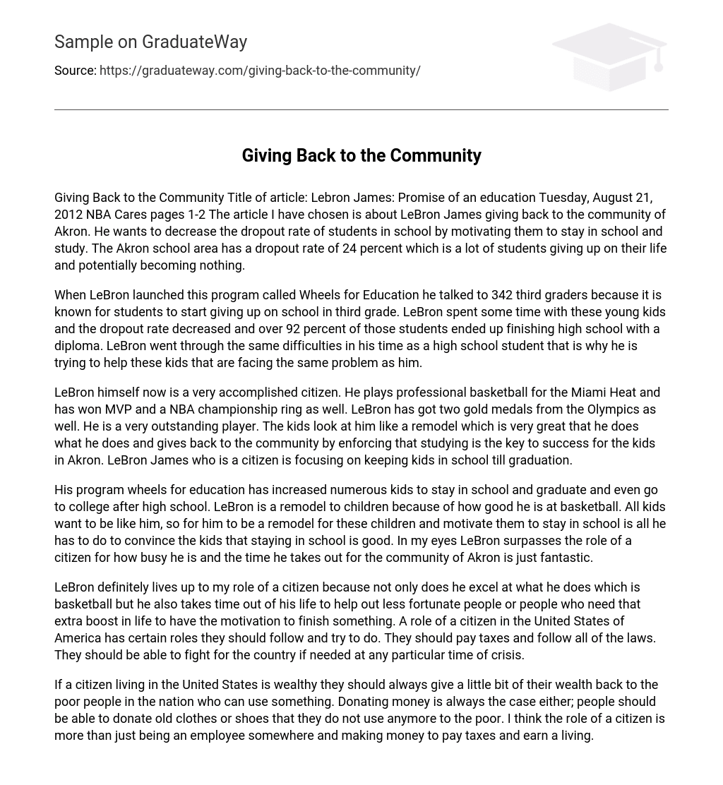 giving back to the community essay