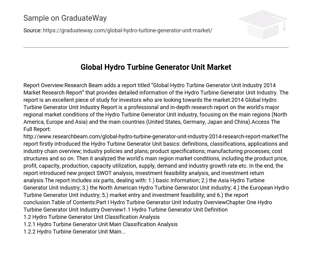 Global Hydro Turbine Generator Unit Market