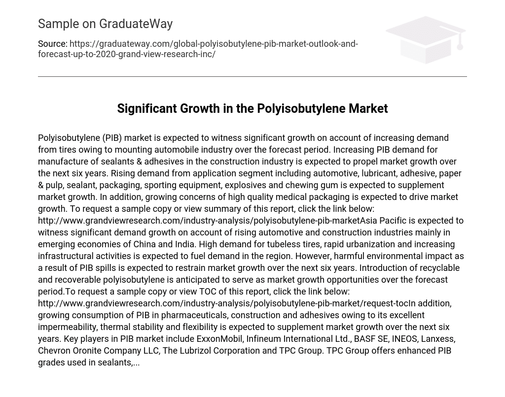 Significant Growth in the Polyisobutylene Market Analysis