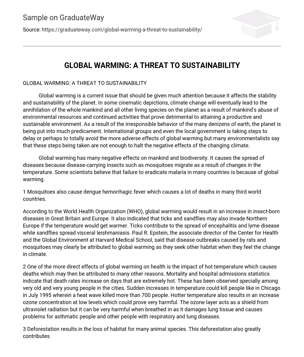 global warming a threat to humanity essay