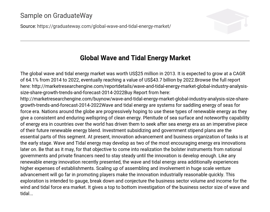 Global Wave and Tidal Energy Market