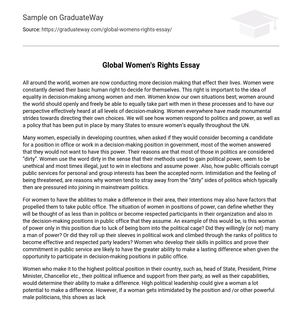 Global Women’s Rights Essay