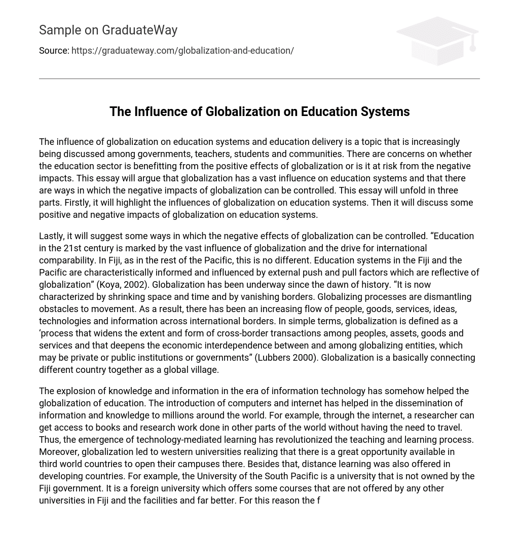 The Influence of Globalization on Education Systems