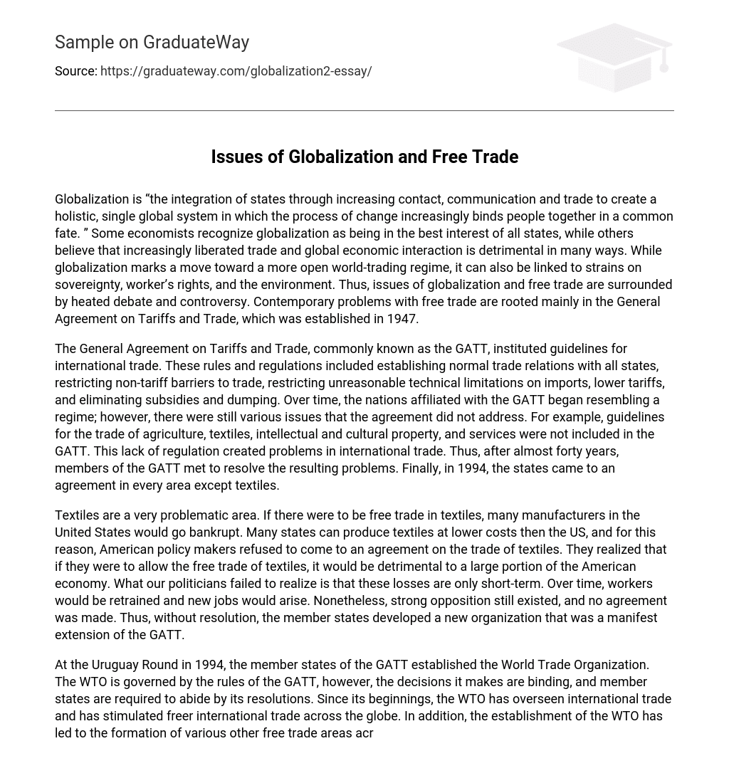 Issues of Globalization and Free Trade