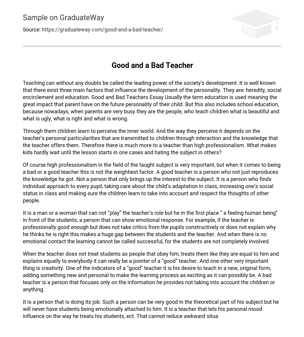 teacher good or bad essay