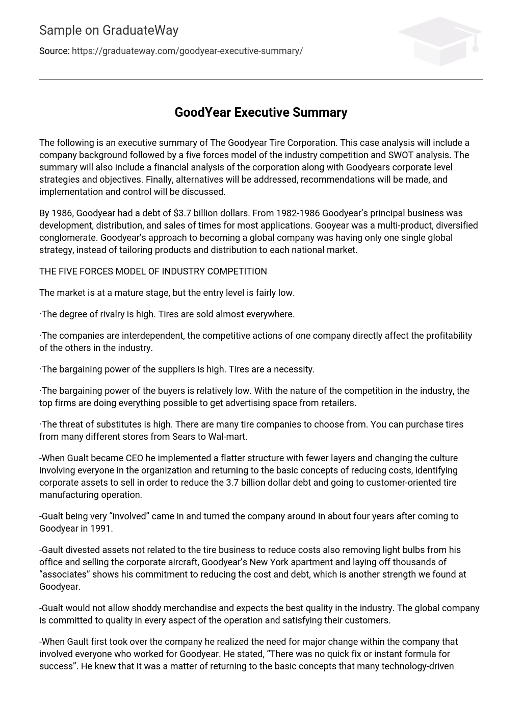 GoodYear Executive Summary