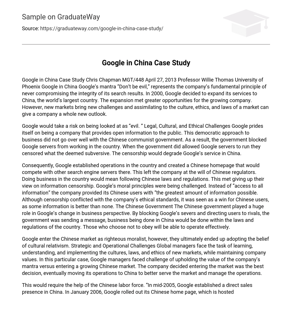 Google in China Case Study