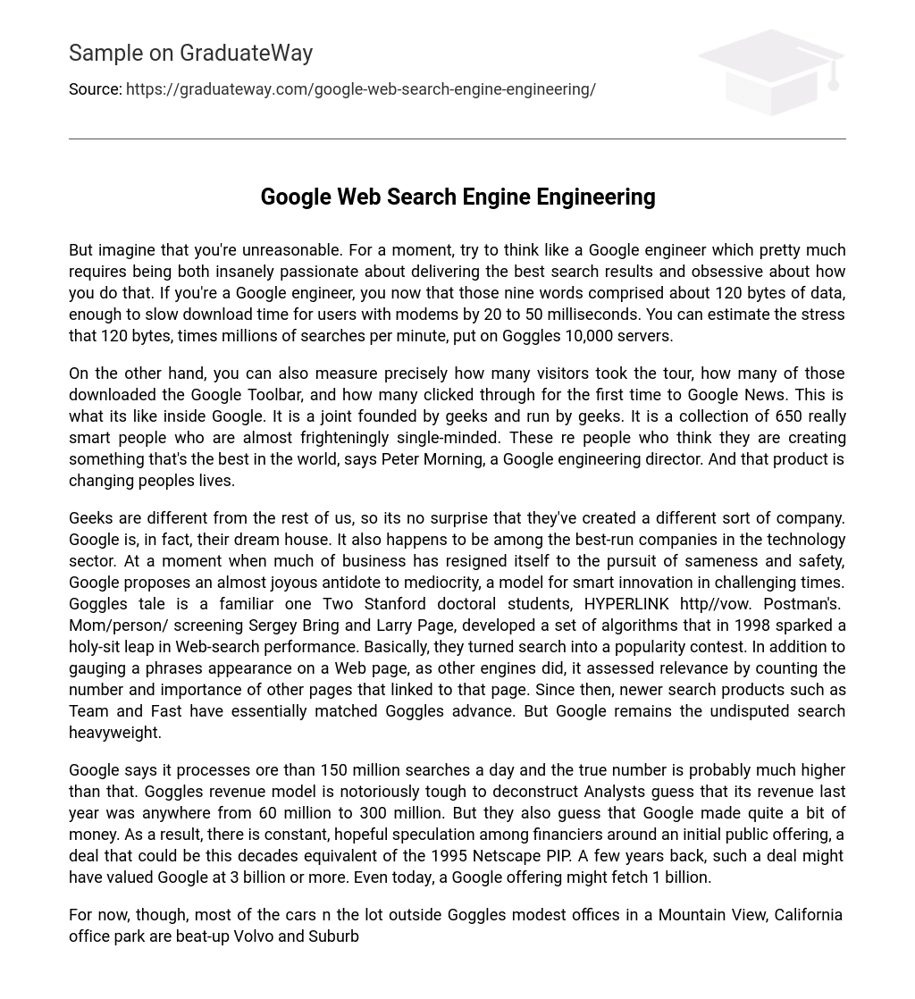 Google Web Search Engine Engineering