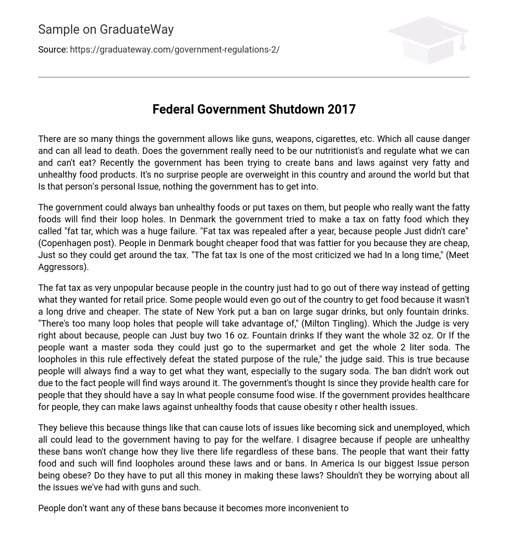 Federal Government Shutdown 2017