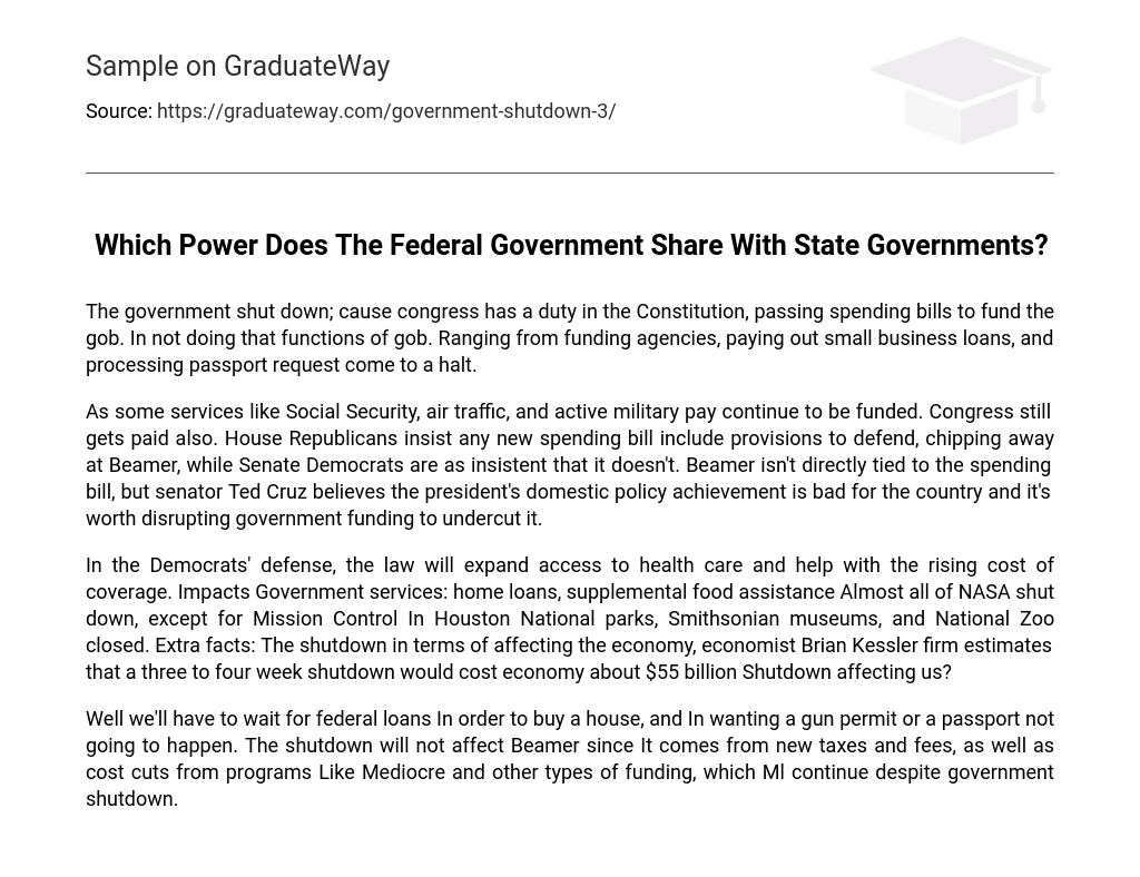 Which Power Does The Federal Government Share With State Governments?