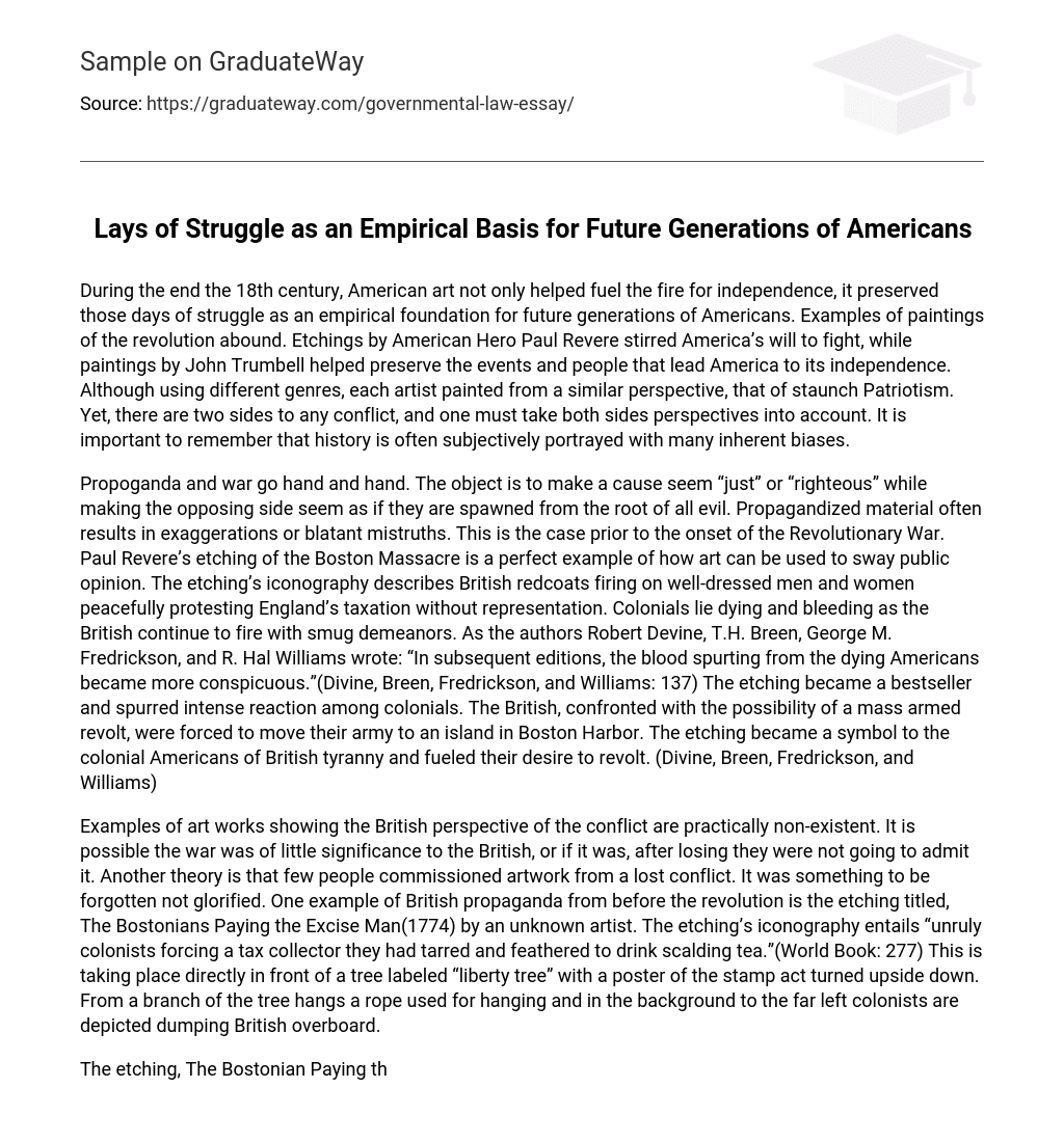 Lays of Struggle as an Empirical Basis for Future Generations of Americans