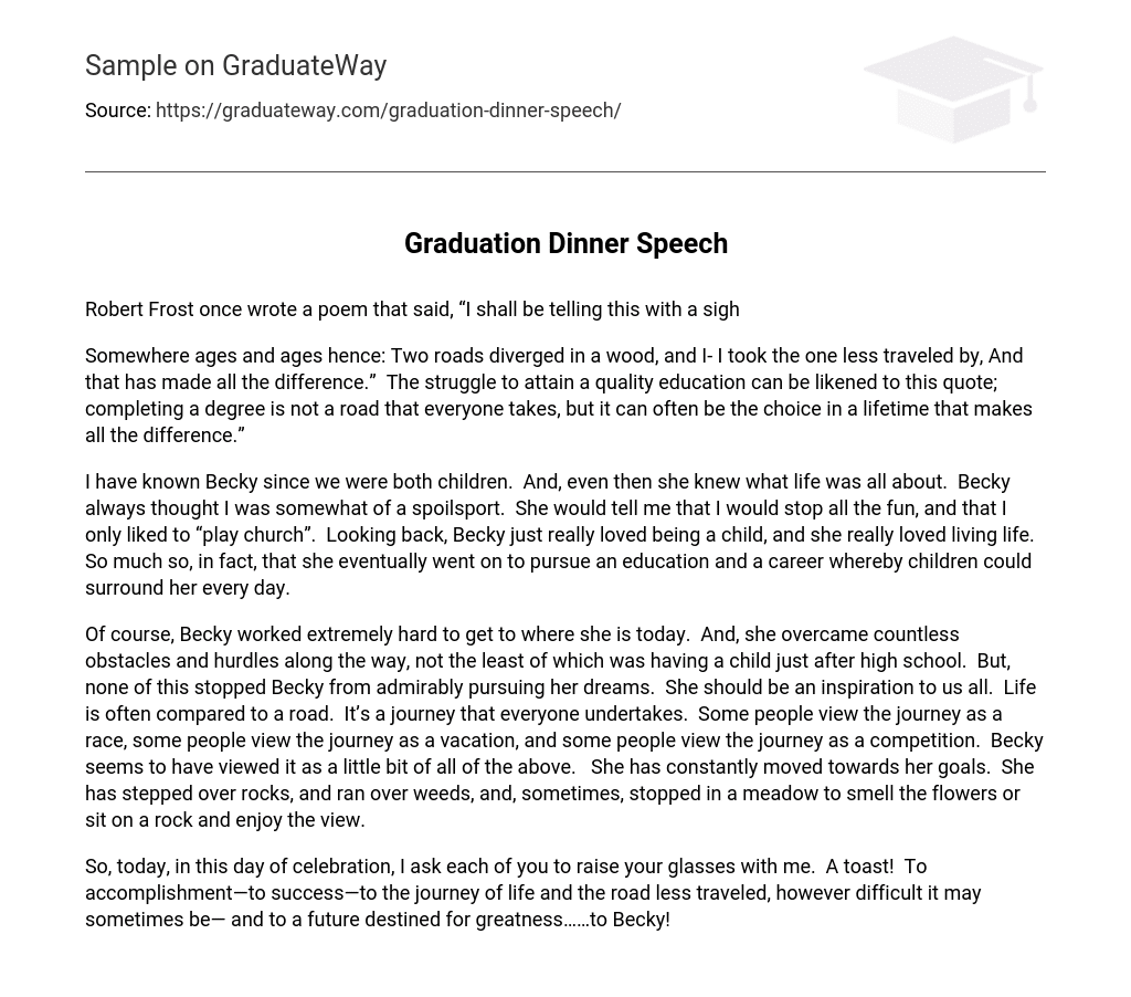 Graduation Dinner Speech