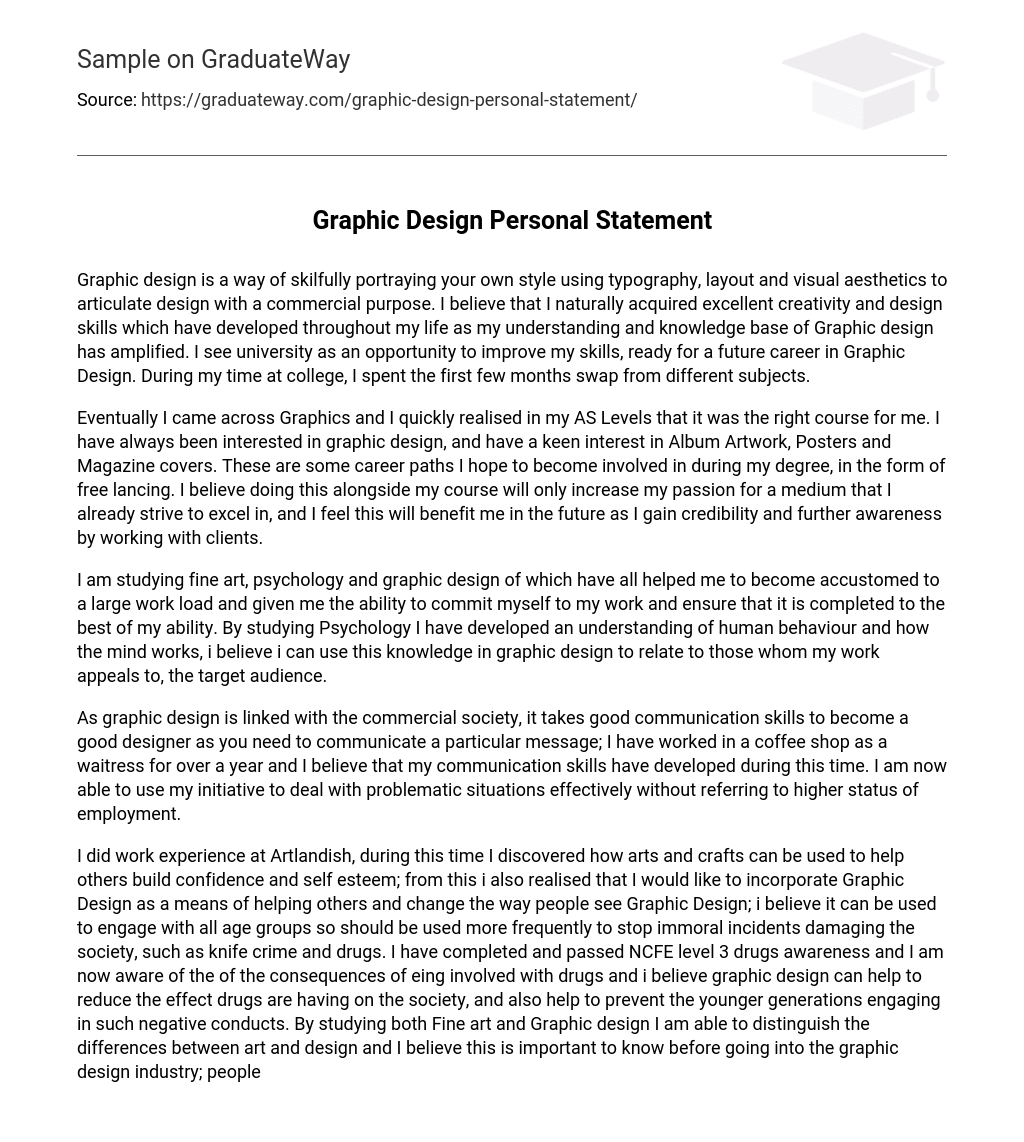graphic design student personal statement