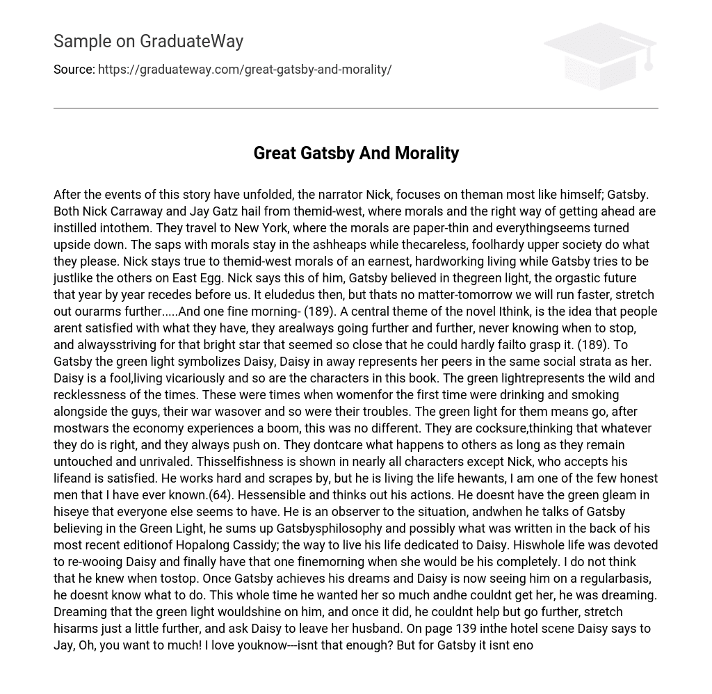 Great Gatsby And Morality